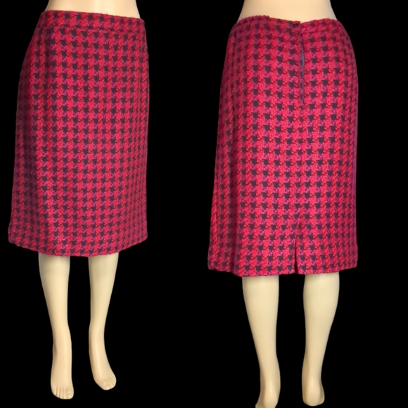 Liz MoOdy Pink Red and Black Checkered Luxury Skirt Size 14 - Picture 5 of 16